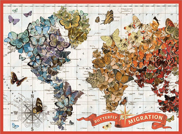 puzzle galison 1000 piezas mariposas mapa Wendy Gold Butterfly Migration