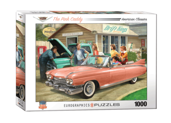 puzzle rompecabezas eurographics 1000 piezas the pink caddy cadillac