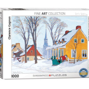 puzzle rompecabezas eurographics 1000 piezas Clarence Gagnon, Winter Morning in Baie- St- Paul Matin D'hiver á Baie- St- Paul