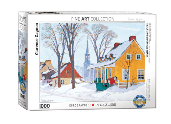 puzzle rompecabezas eurographics 1000 piezas Clarence Gagnon, Winter Morning in Baie- St- Paul Matin D'hiver á Baie- St- Paul