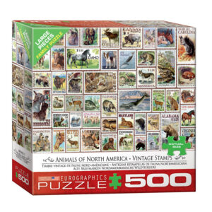puzzle rompecabezas euroghraphics Animals of North America- Vintage Stamps, 500 piezas