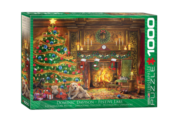 puzzle rompecabezas eurographics 1000 piezas dominic davinson festive lans labradores festivos navidad christmas