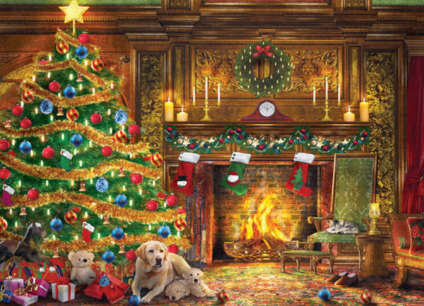 puzzle rompecabezas eurographics 1000 piezas dominic davinson festive lans labradores festivos navidad christmas