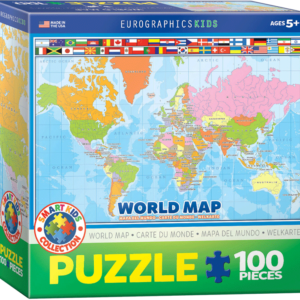 puzzle rompecabezas eurographics 100 piezas niños mapa del mundo