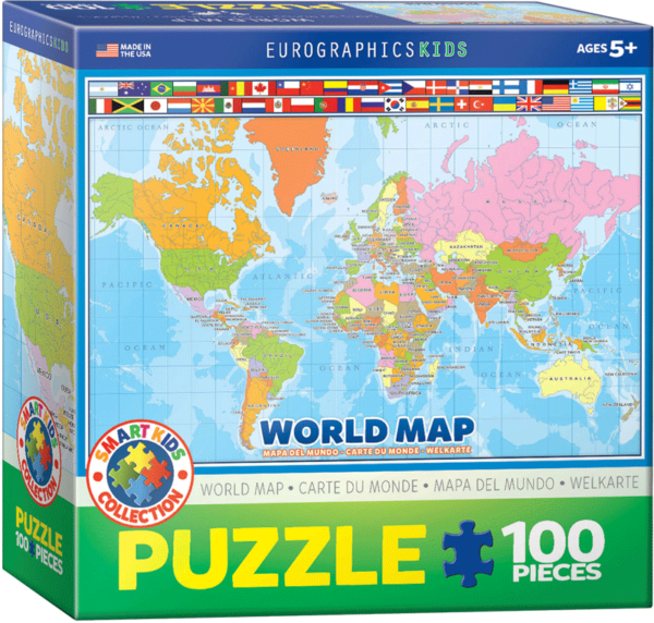 puzzle rompecabezas eurographics 100 piezas niños mapa del mundo