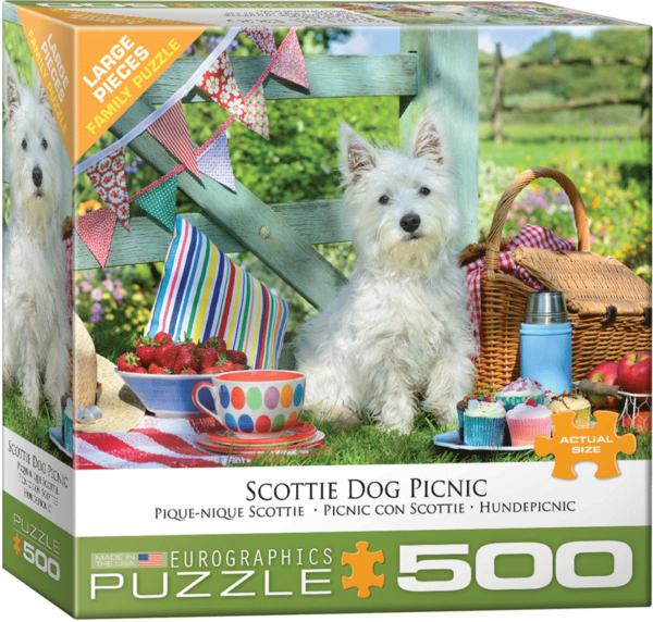 puzzle rompecabezas eurographics 500 piezas niños perro adulto mayor west highland terrier scottie dog picnic