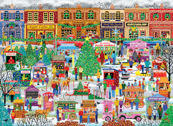 puzzle rompecabezas eurographics 500 piezas niños perro adulto mayor navidad Downtown Holiday Festival