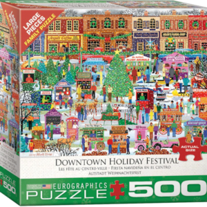 puzzle rompecabezas eurographics 500 piezas niños perro adulto mayor navidad Downtown Holiday Festival