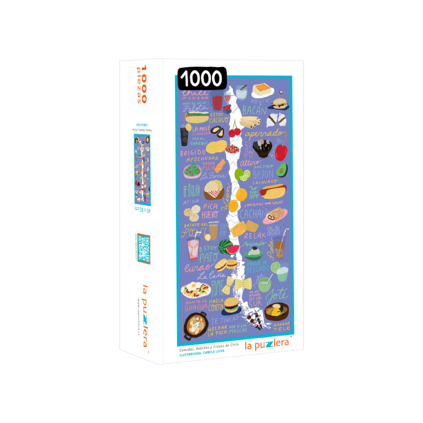 Puzzle rompecabezas 1000 piezas chile mapa comidas, bebidas y frases de chile chileno