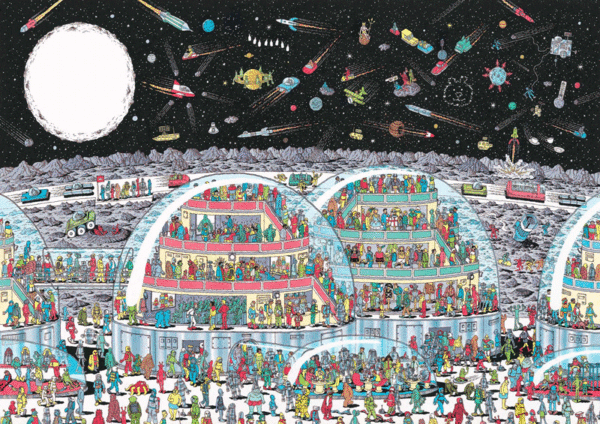 puzzle rompecabezas 1000 piezas buscando a wally espacio