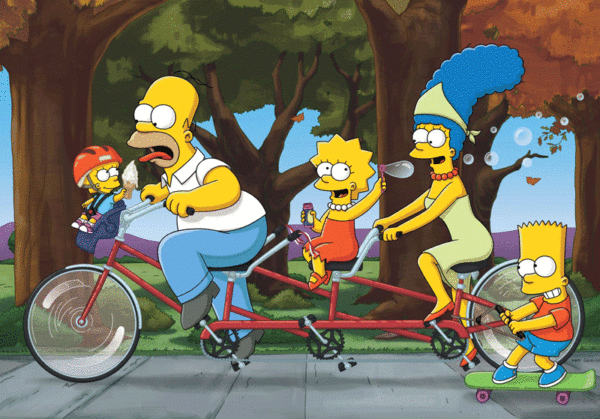 simpsons en bicicleta homerp marge lisa bart maggie puzzle rompecabezas 1000 piezas