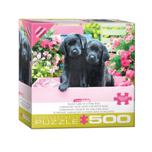 puzzle rompecabezas 500 piezas eurographics labradores negros en caja rosa xl piezas grandes adulto mayor cachorros