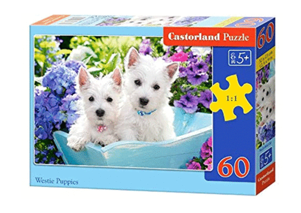 puzzle rompecabezas 60 piezas castorland westie puppies perrito