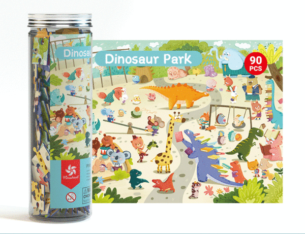 puzzle rompecabezas 90 piezas niños infantil parque de dinosaurios