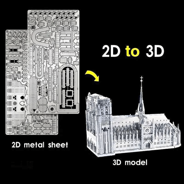 puzzle rompecabezas 3d metalico modelismo notre dame paris francia