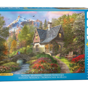 puzzle rompecabezas 1000 piezas paisaje mañana nordica campo casa montaña