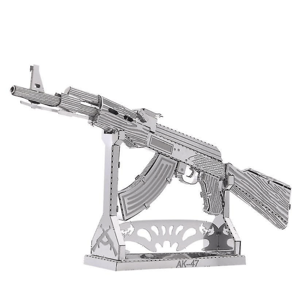 puzzle rompecabezas 3d metalico modelismo ak 47 rifle