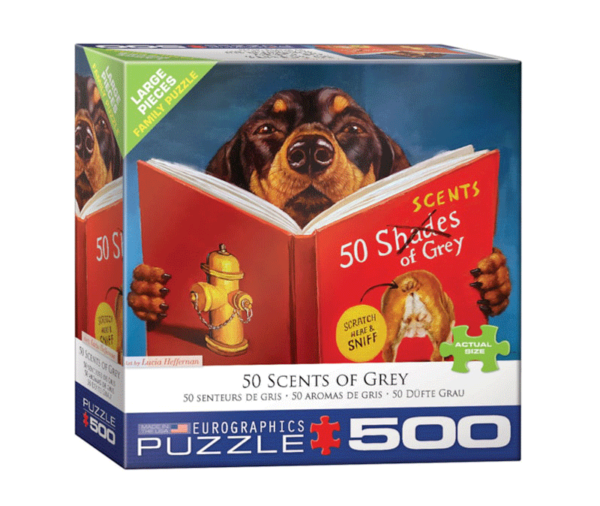 puzzle rompecabezas 500 piezas eurographics perro 50 aromas de grey cachorro perrito