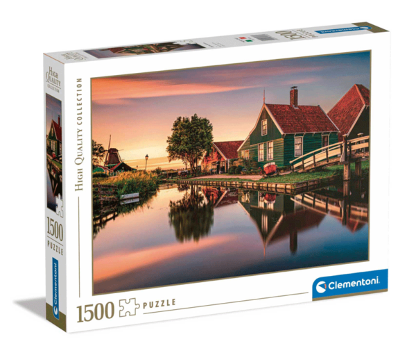 puzzle rompecabezas 1500 piezas clementoni paisaje lago montaña casa verde en zaanse schans