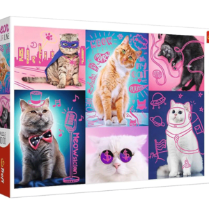 puzzle rompecabezas 1000 piezas trefl super gatos neon fluorescente brilla en la oscuridad