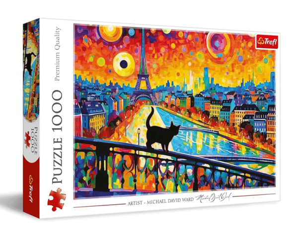 puzzle rompecabezas 1000 piezas trefl gato en paris cat torre eiffel color