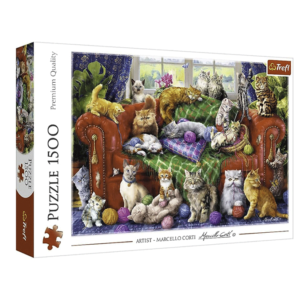 puzzle rompecabezas 1500 piezas trefl gatitos en el sofa kittens