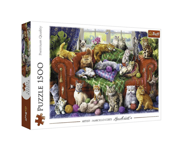 puzzle rompecabezas 1500 piezas trefl gatitos en el sofa kittens