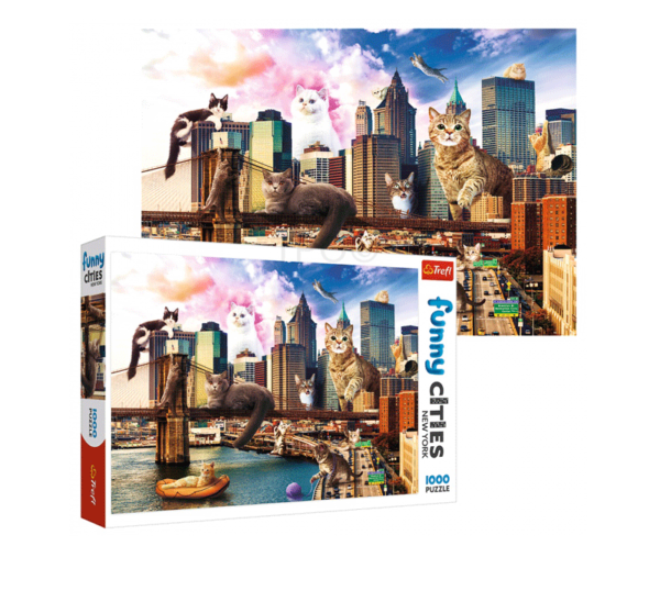 puzzle rompecabezas 1000 piezas trefl funny cities gatos en nueva york new york manhattan