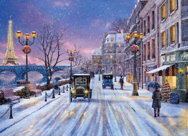 puzzle rompecabezas eurographics 1000 parís francia en navidad nieve paisaje