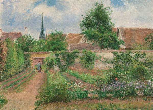 puzzle rompecabezas eurographics 1000 piezas Mañana Nublada En El Huerto Eragny, Camille Pissarro obra de arte pintura