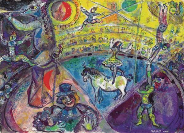 puzzle rompecabezas eurographics 1000 el caballo del circo marc chagall obra de arte pintura