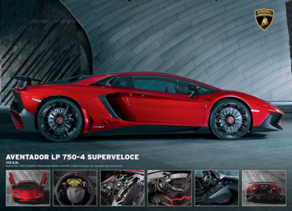 puzzle rompecabezas eurographics 1000 Lamborghini Aventador LP750-4 Superveloce auto deportivo rojo