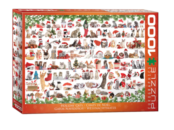 puzzle rompecabezas eurographics 1000 gatos navideños navidad