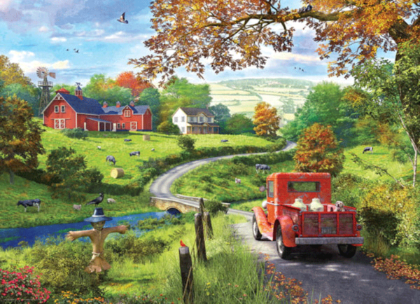 puzzle rompecabezas eurographics 1000 paseo por el campo paisaje camioneta