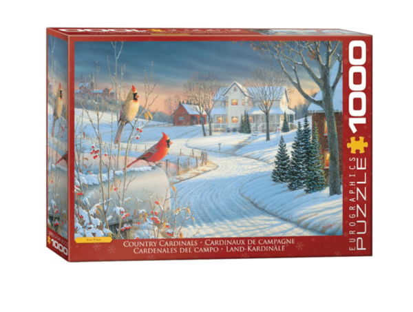 puzzle rompecabezas eurographics 1000 cardenales de campo nieve invierno navidad pasajaros