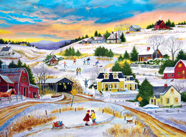 puzzle rompecabezas eurographics 1000 piezas temporada de navidad niños nieve paisaje navidad