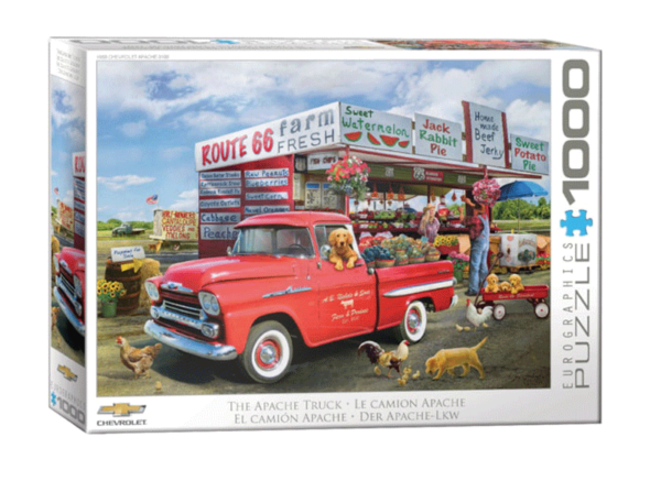 puzzle rompecabezas eurographics 1000 piezas el camion apache camioneta perro bencinera paisaje