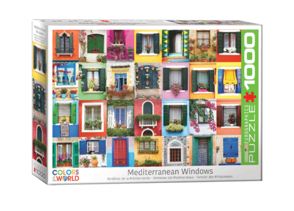 puzzle rompecabezas eurographics 1000 piezas ventanas del mediterraneo puertas colores