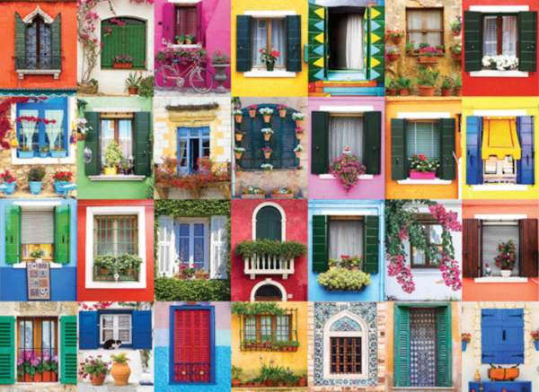 puzzle rompecabezas eurographics 1000 piezas ventanas del mediterraneo puertas colores