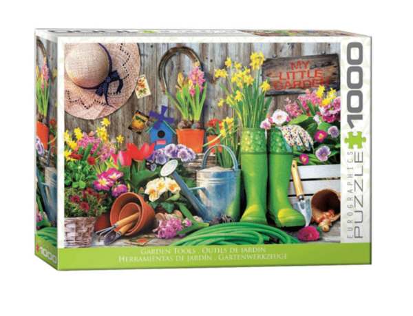 puzzle rompecabezas eurographics 1000 piezas herramientas de jardin flores