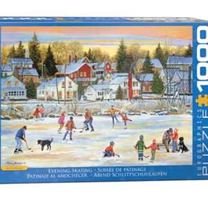 puzzle rompecabezas eurographics 1000 patinaje al anochecer nieve navidad paisaje