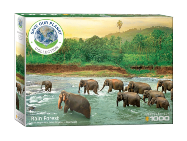 puzzle rompecabezas eurographics 1000 piezas rainforest elefante rio animal paisaje