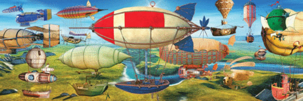 puzzle rompecabezas eurographics 1000 piezas la gran carrera dirigible globo avion helicoptero panoramico