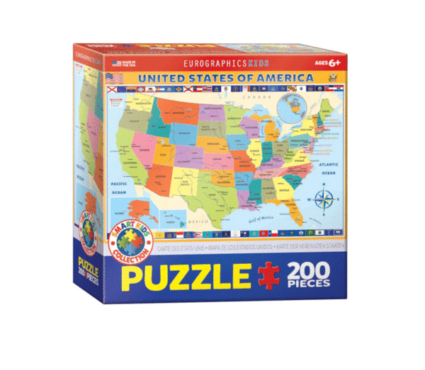 puzzle rompecabezas eurographics 200 piezas mapa de los estados unidos eeuu usa rompecabeza xl piezas grandes adulto mayor niño infantil