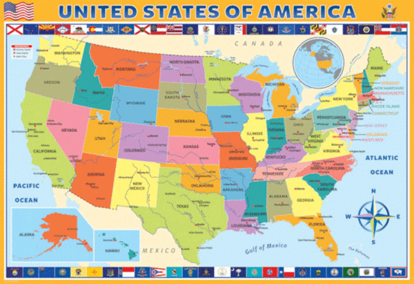 puzzle rompecabezas eurographics 200 piezas mapa de los estados unidos eeuu usa rompecabeza xl piezas grandes adulto mayor niño infantil