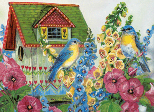 puzzle rompecabezas eurographics 300 piezas xl piezas grandes adulto mayor country cottage pajaro flores