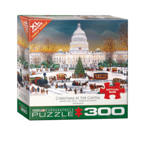 puzzle rompecabezas eurographics 300 piezas xl piezas viejo tiempos de fiesta en el capitolio navidad nieve invierno paisaje