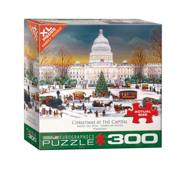 puzzle rompecabezas eurographics 300 piezas xl piezas viejo tiempos de fiesta en el capitolio navidad nieve invierno paisaje