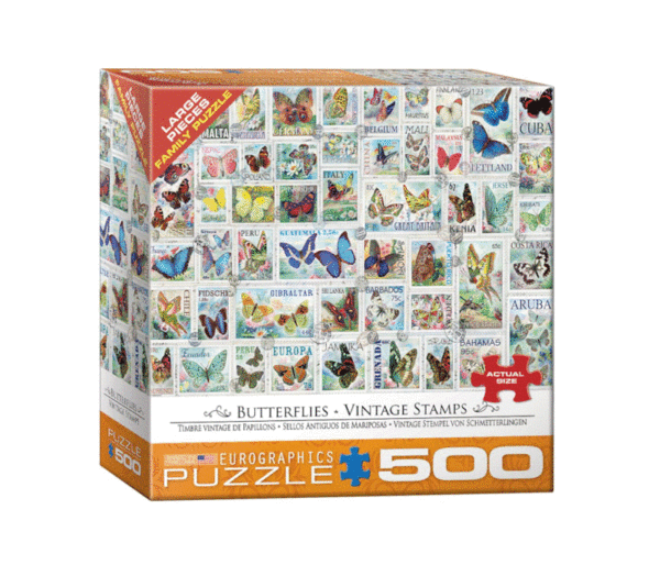 puzzle rompecabezas 500 piezas eurographics piezas xl grandes adulto mayor estampillas vintage de mariposas