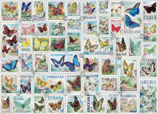 puzzle rompecabezas 500 piezas eurographics piezas xl grandes adulto mayor estampillas vintage de mariposas